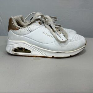 Skechers White Air Cushion Sneakers Girls Size 1 Memory Foam Casual Shoes